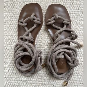 Italian gladiator style sandals with leather sole, size 39